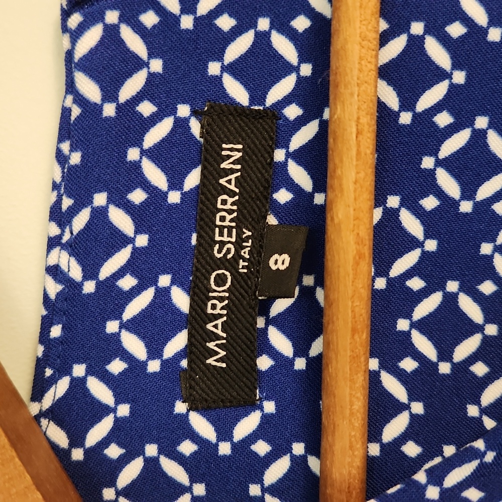 Mario Serrani Blue Geometric Print Sheath Dress - Picture 4 of 10